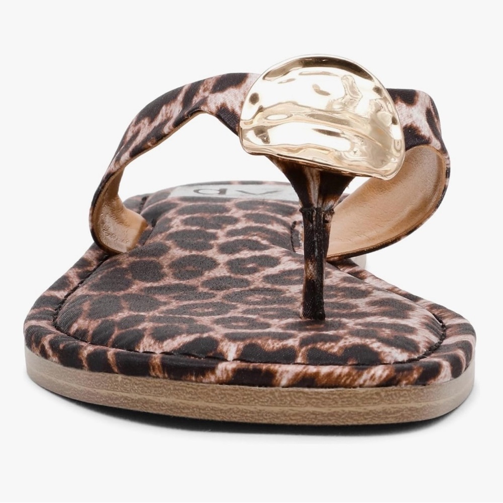Dolce Vita Women's 8 Leopard Flip Flops Gold - Picture 4 of 5